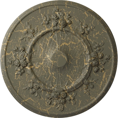 Ekena Millwork Flower Ceiling Medallion (Fits Canopies up to 3 7/8"), 27"OD x 1 1/8"P, Witch Hazel Crackle CM27FLWHC